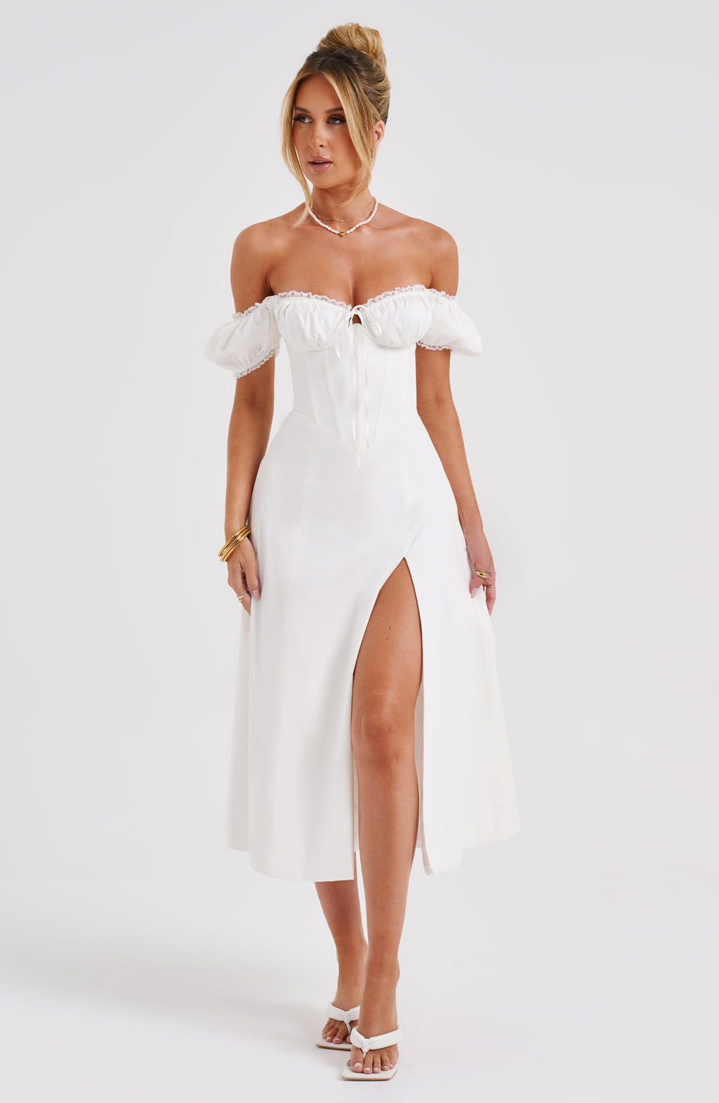 Flourenne Courtenay Midi Dress in Ivory