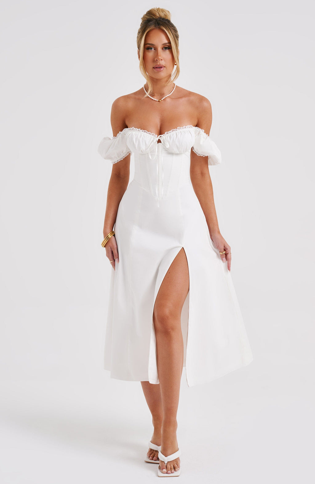 Flourenne Courtenay Midi Dress in Ivory