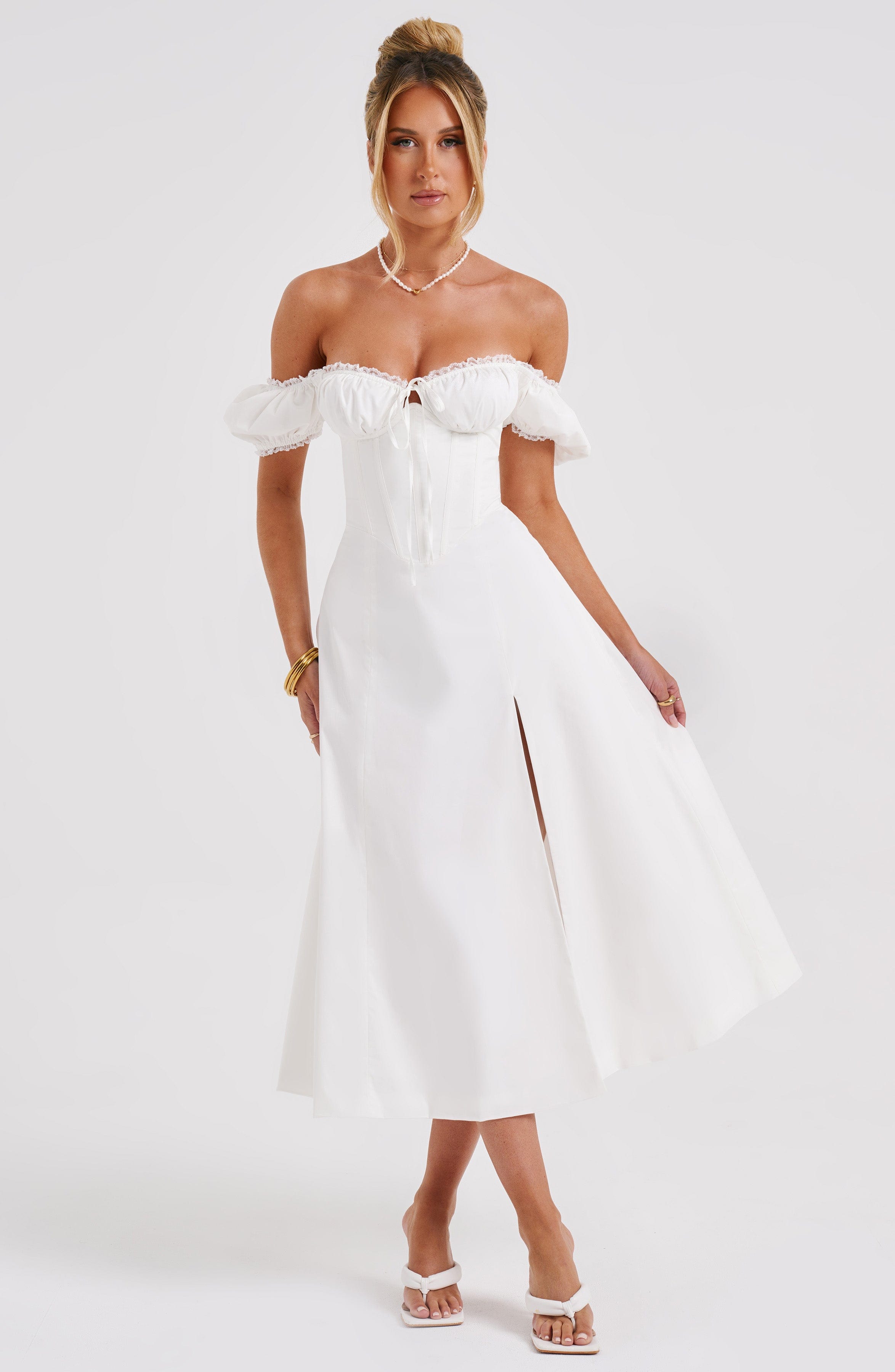 Flourenne Courtenay Midi Dress in Ivory