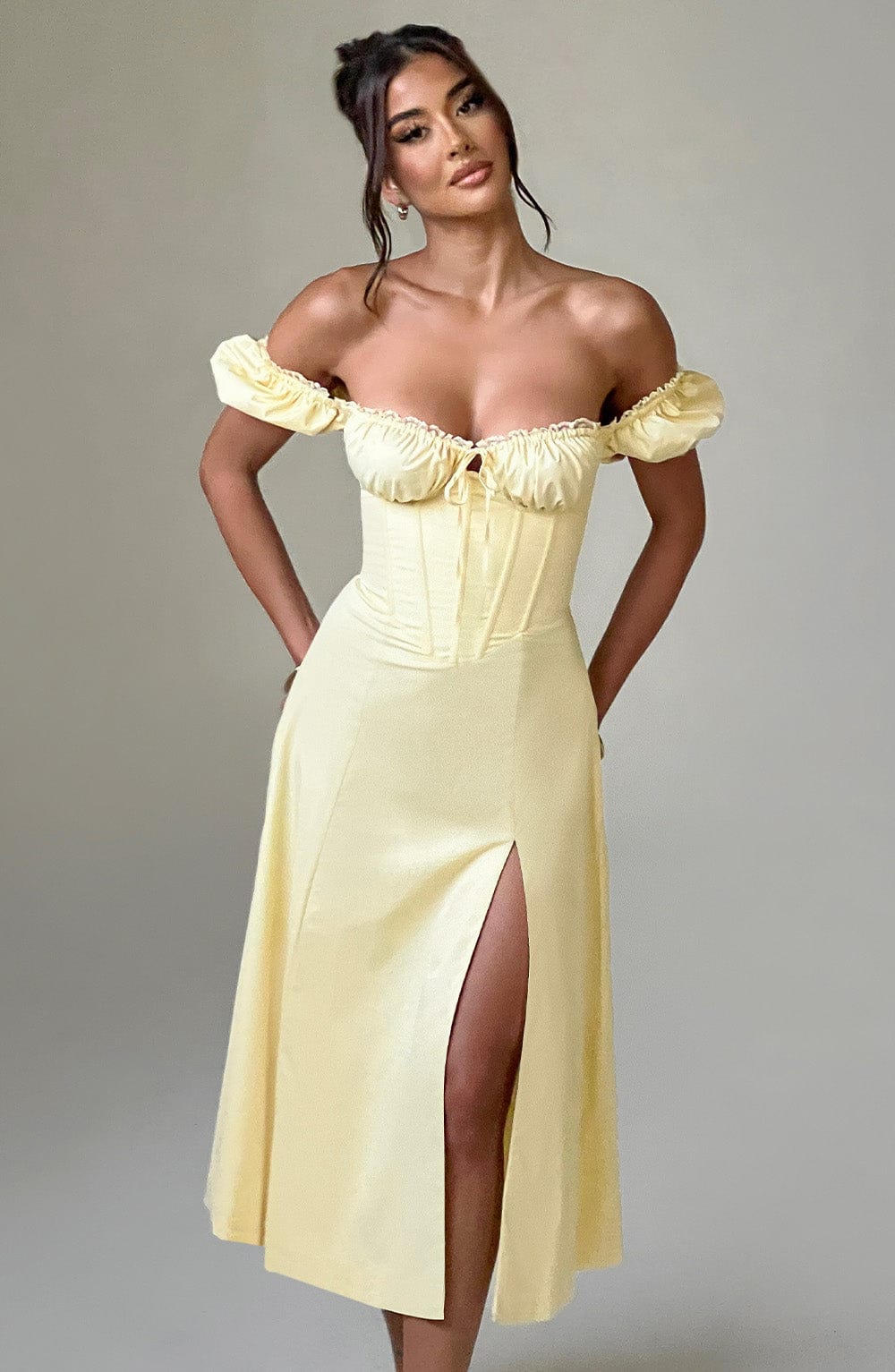 Flourenne Courtenay Midi Dress in Lemon