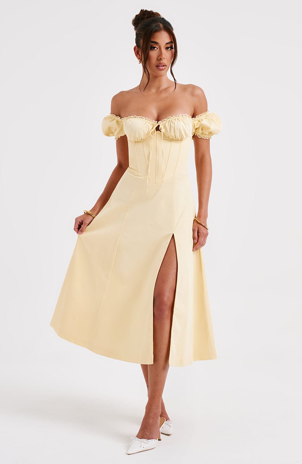Flourenne Courtenay Midi Dress in Lemon