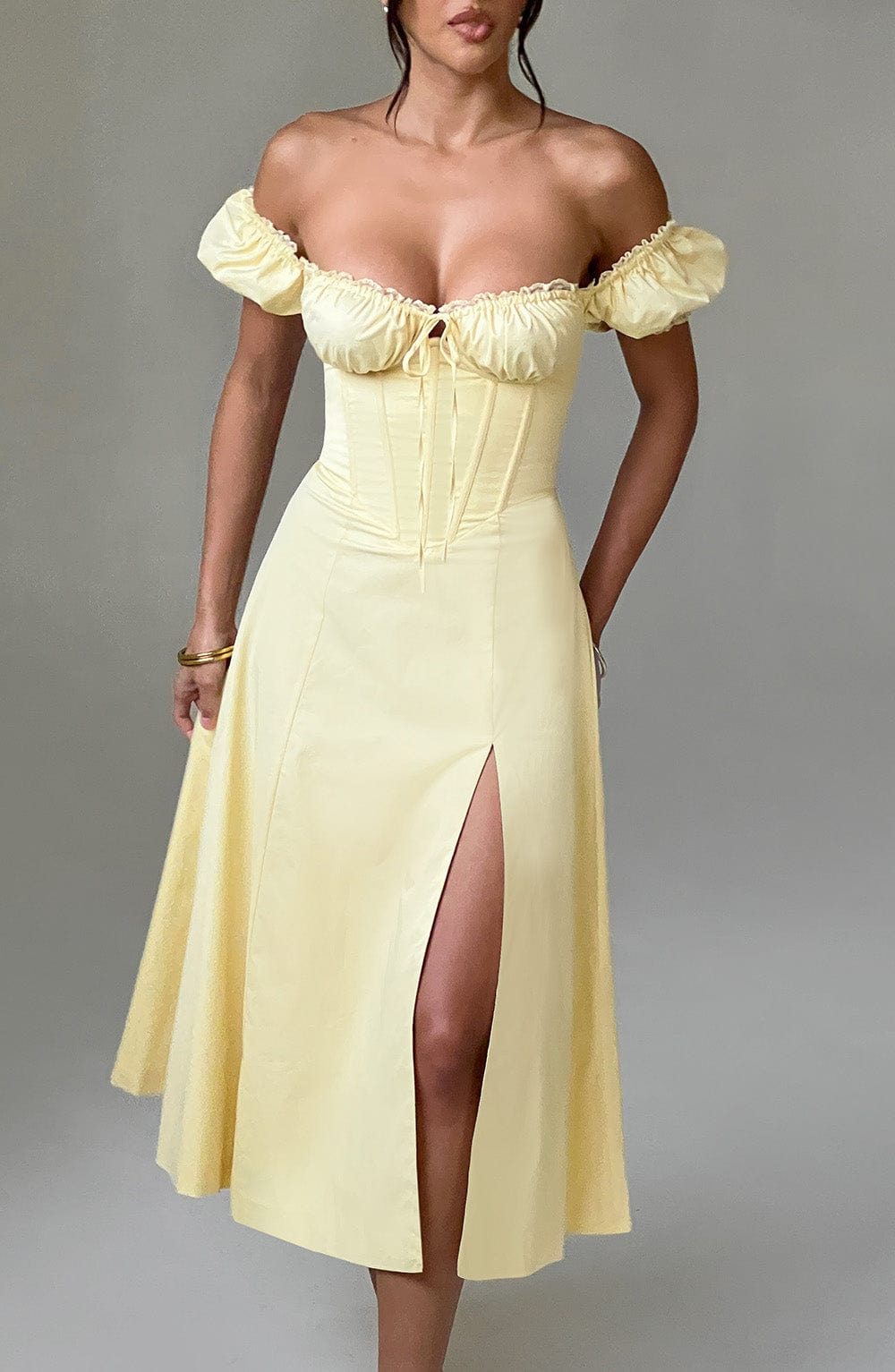 Flourenne Courtenay Midi Dress in Lemon