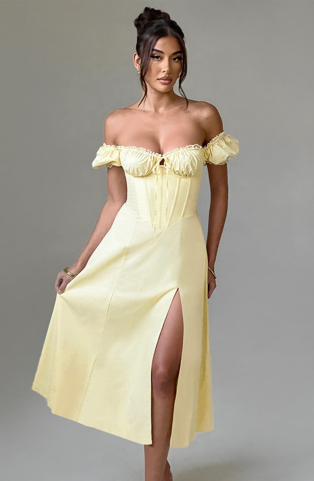 Flourenne Courtenay Midi Dress in Lemon