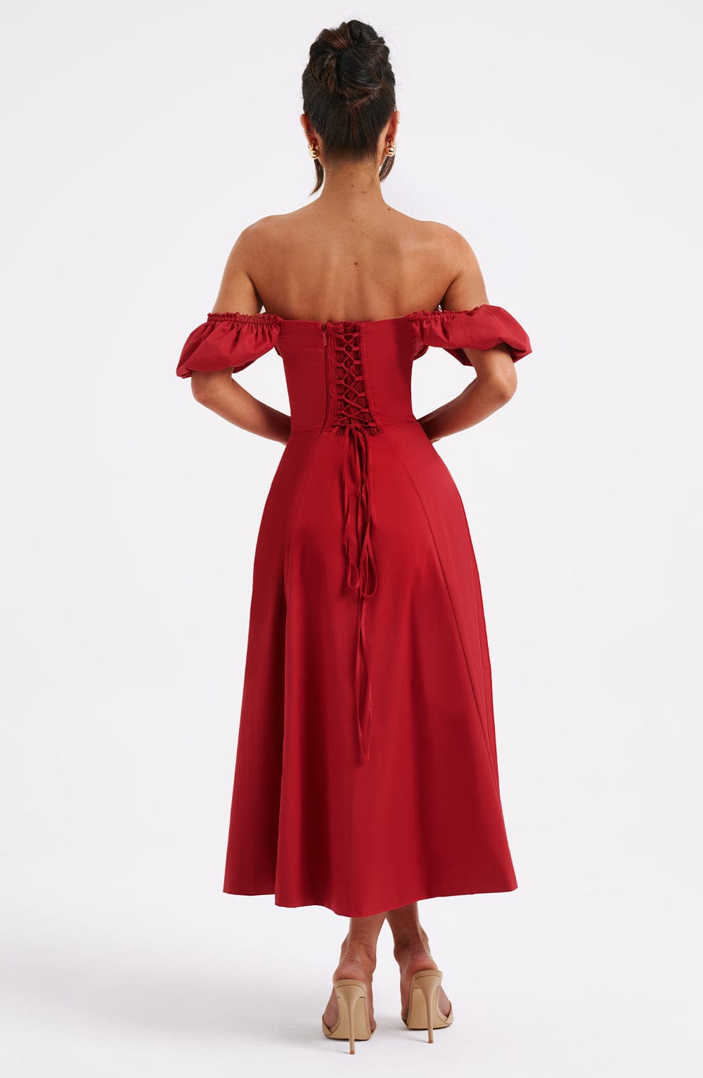 Flourenne Courtenay Midi Dress in Red