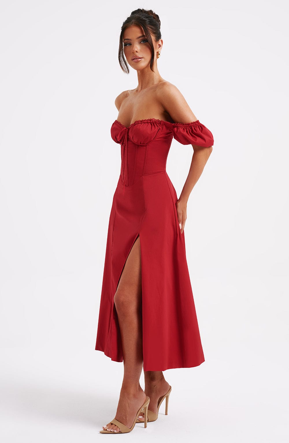 Flourenne Courtenay Midi Dress in Red