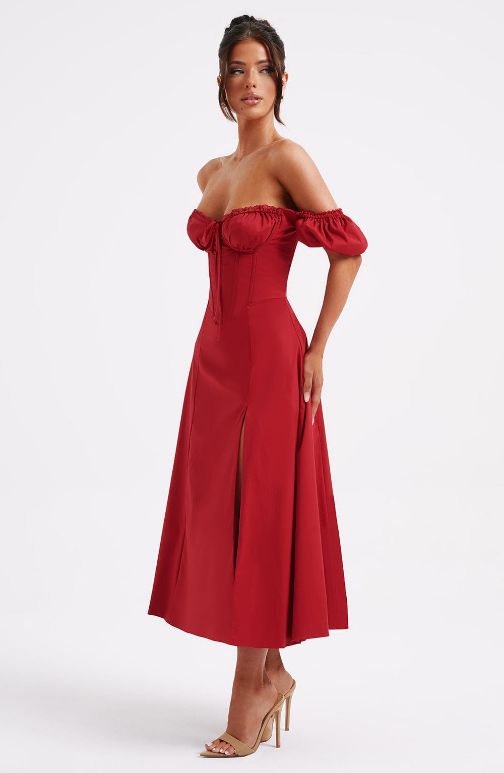 Flourenne Courtenay Midi Dress in Red
