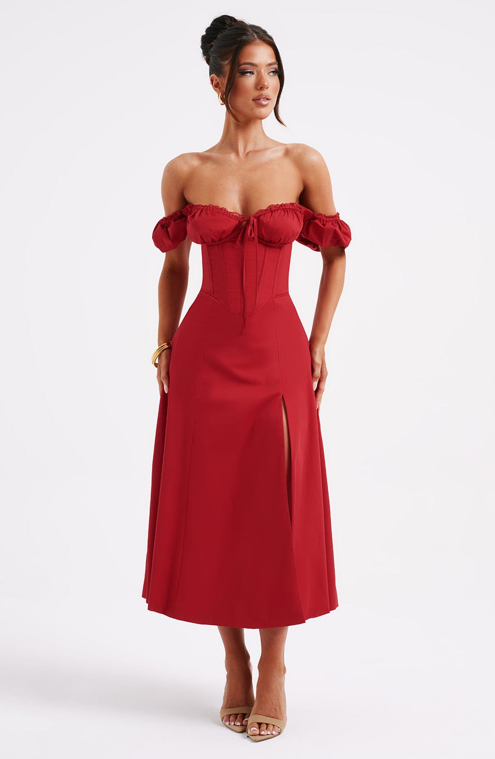 Flourenne Courtenay Midi Dress in Red