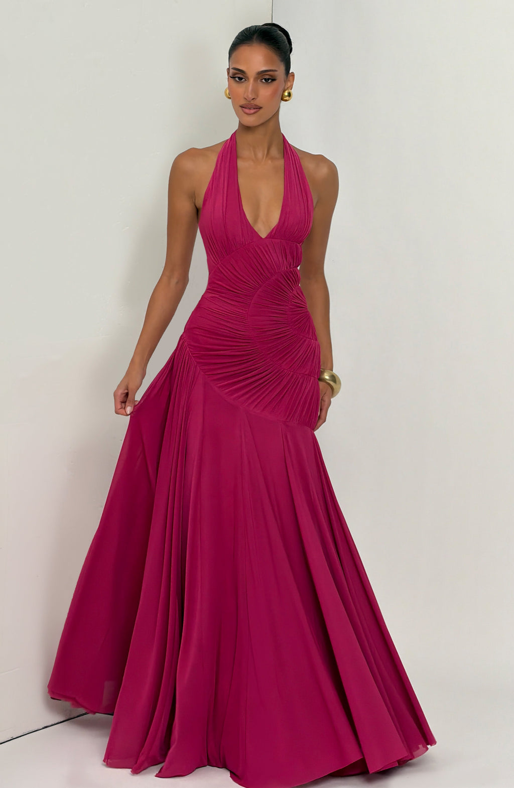 Flourenne Covana Maxi Dress in Raspberry