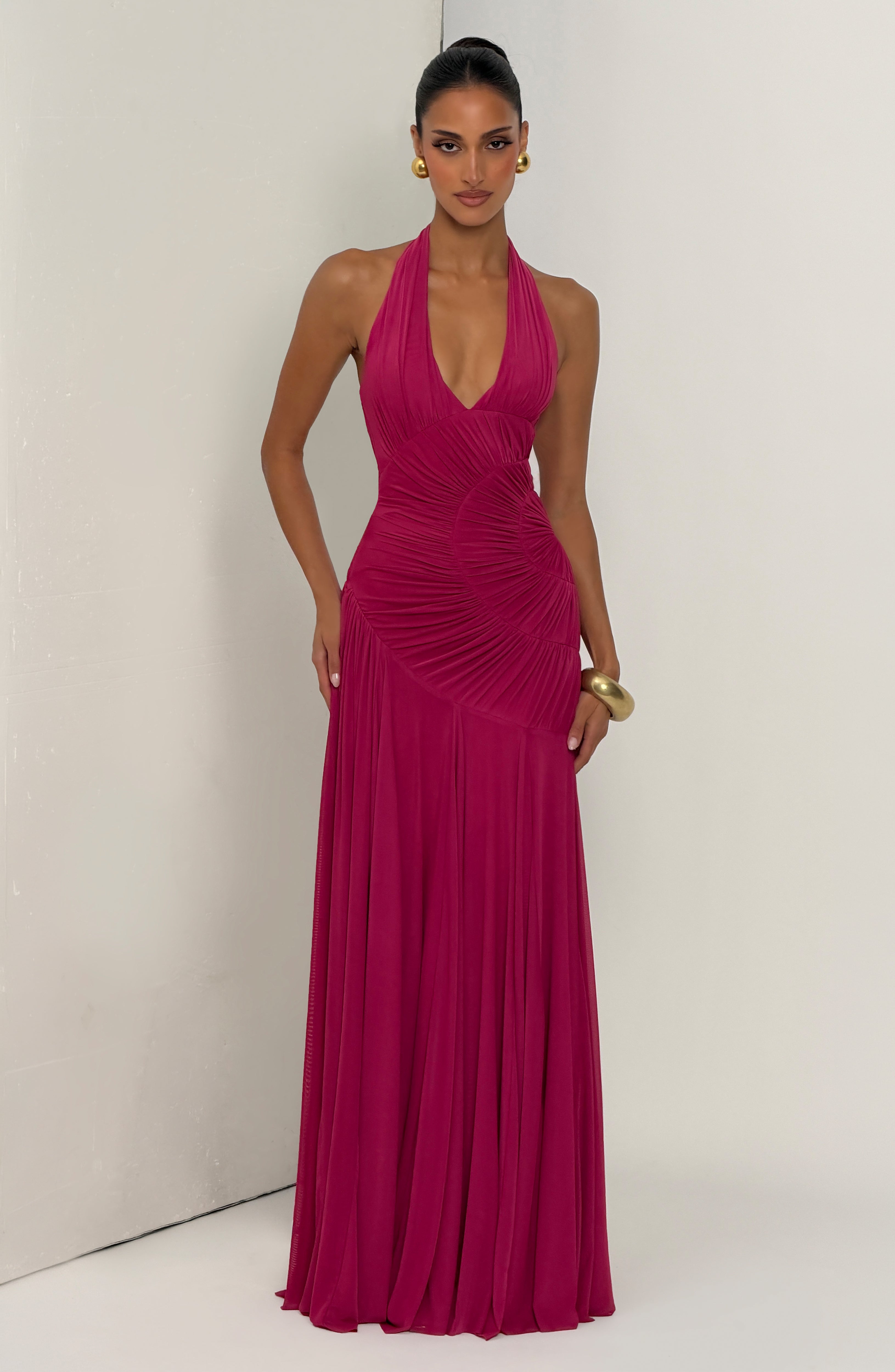 Flourenne Covana Maxi Dress in Raspberry
