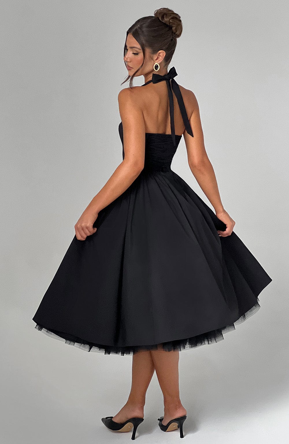 Flourenne Cressia Midi Dress in Black