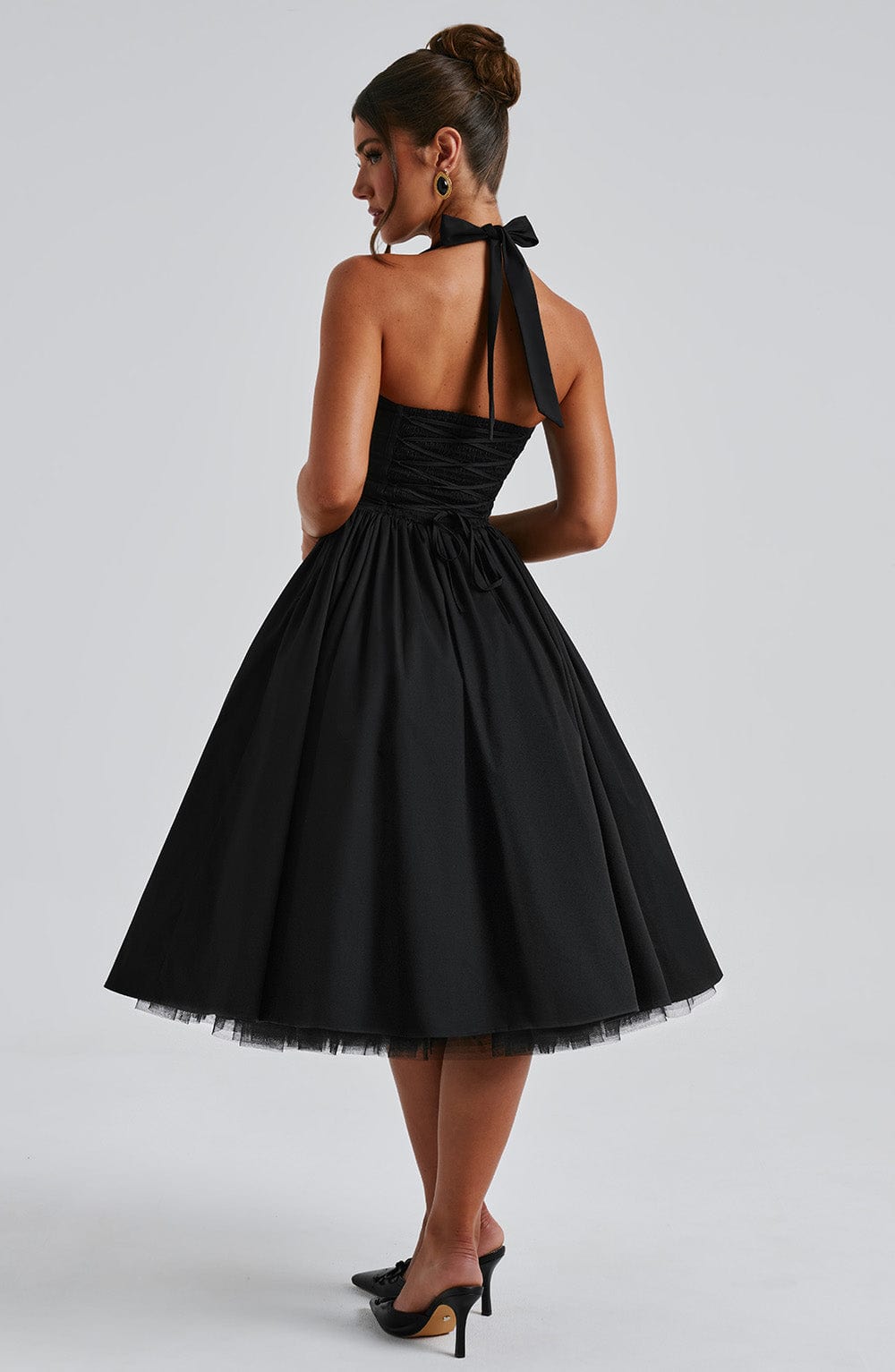Flourenne Cressia Midi Dress in Black