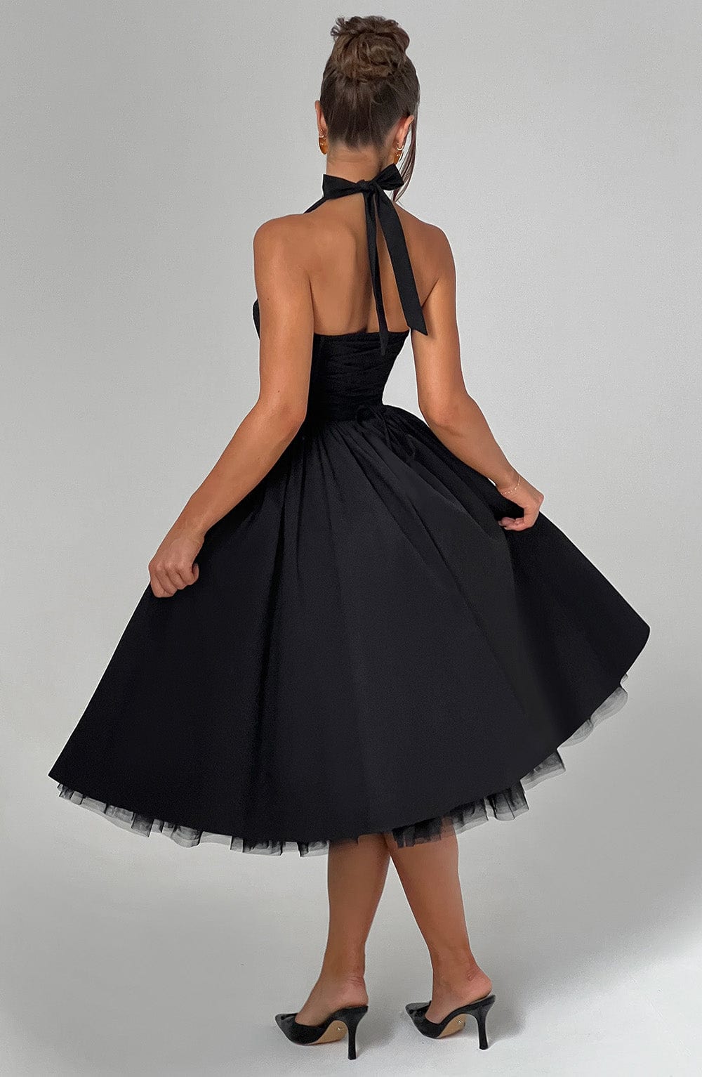 Flourenne Cressia Midi Dress in Black