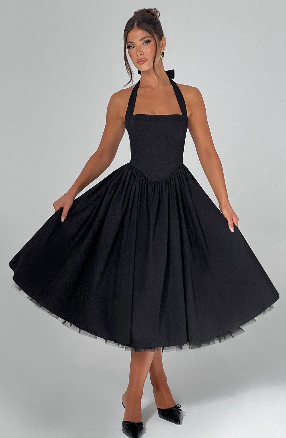Flourenne Cressia Midi Dress in Black