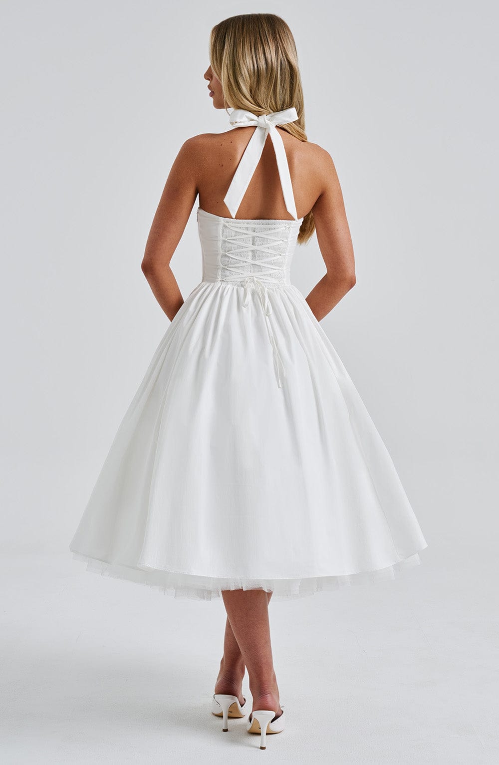 Flourenne Cressia Midi Dress in Ivory