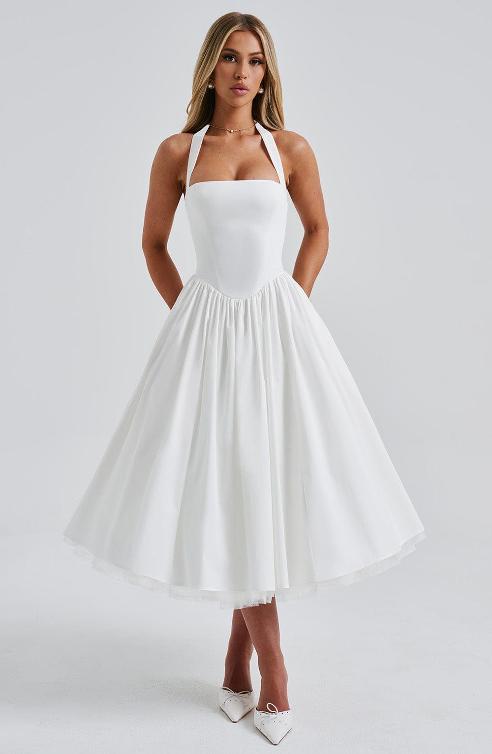 Flourenne Cressia Midi Dress in Ivory