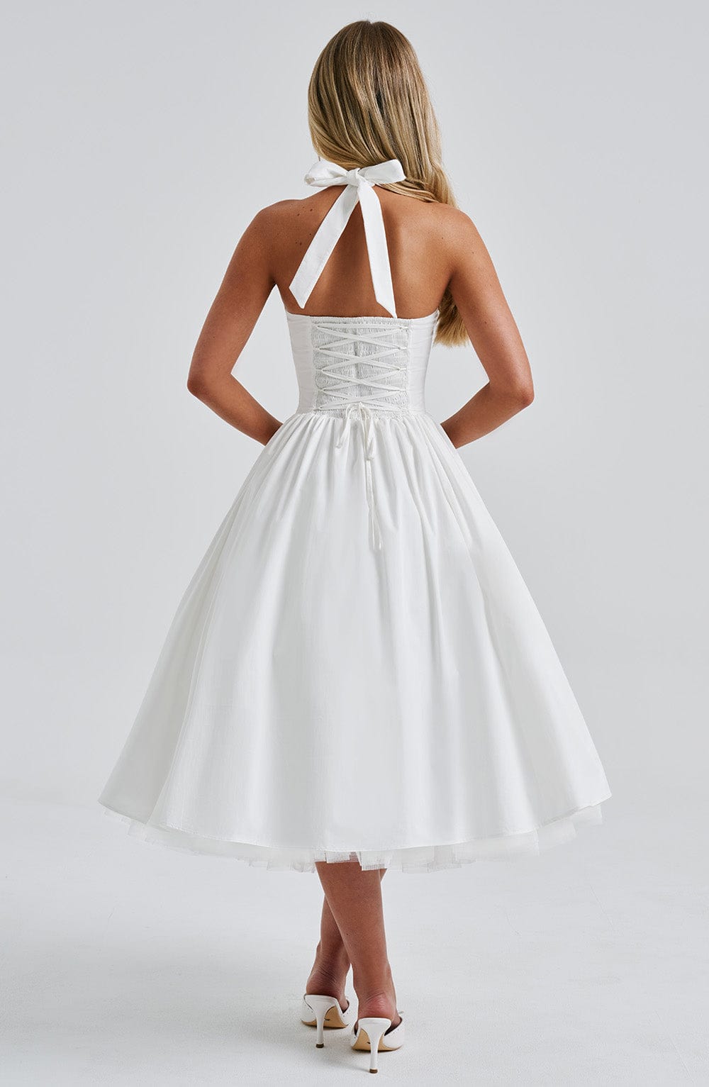 Flourenne Cressia Midi Dress in Ivory