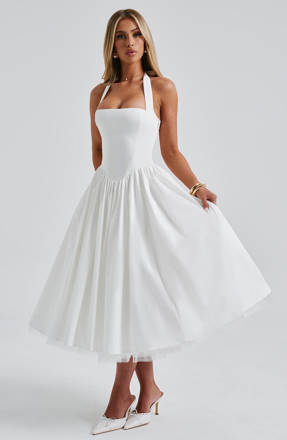 Flourenne Cressia Midi Dress in Ivory