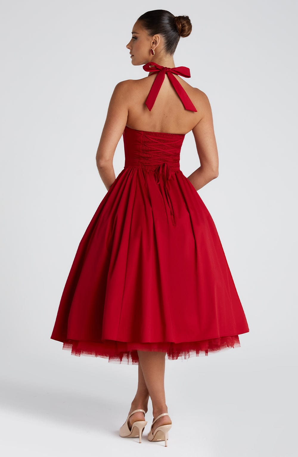 Flourenne Cressia Midi Dress in Red