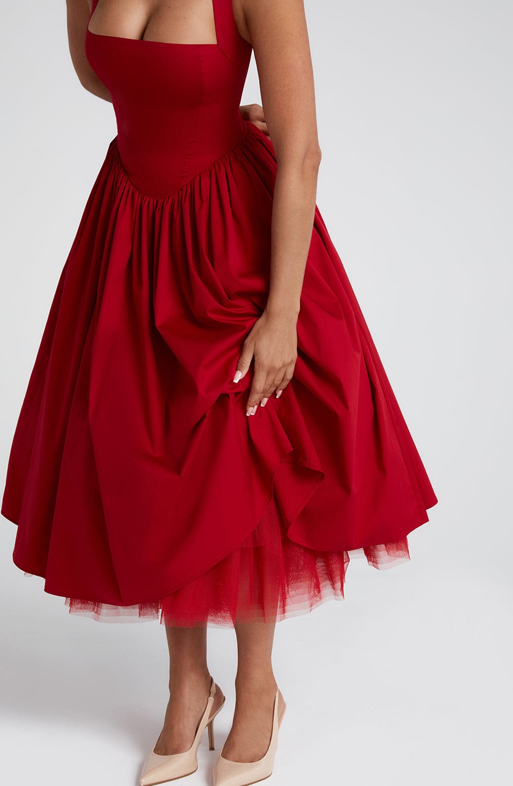 Flourenne Cressia Midi Dress in Red