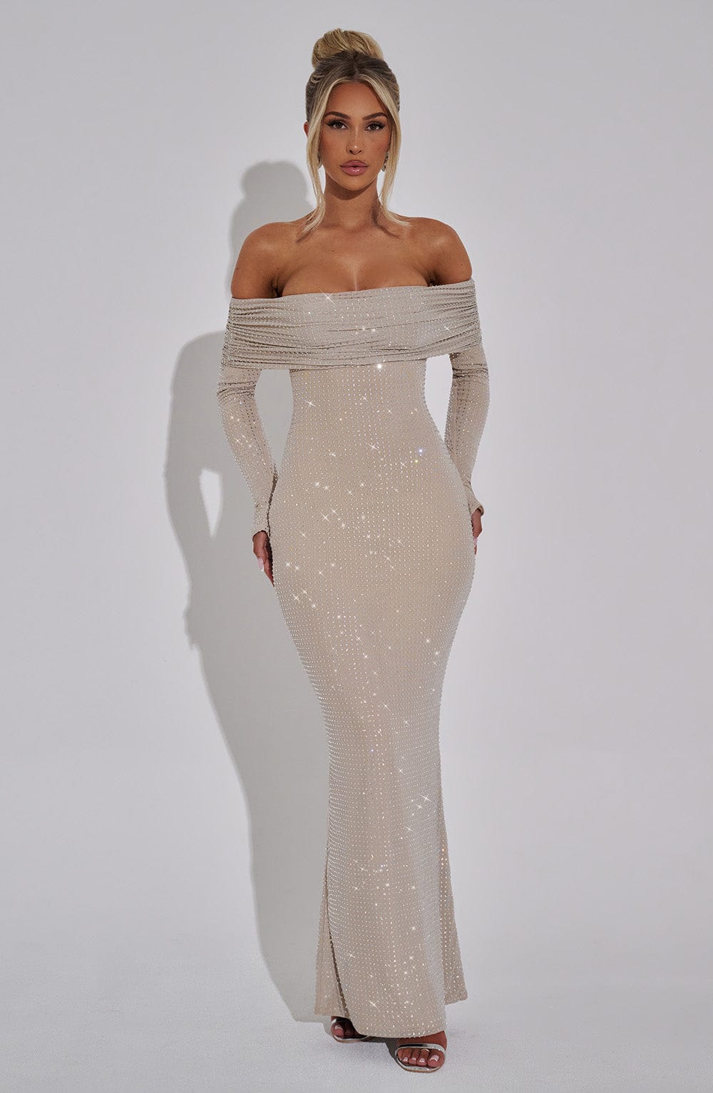 Flourenne Cypria Maxi Dress in Nude