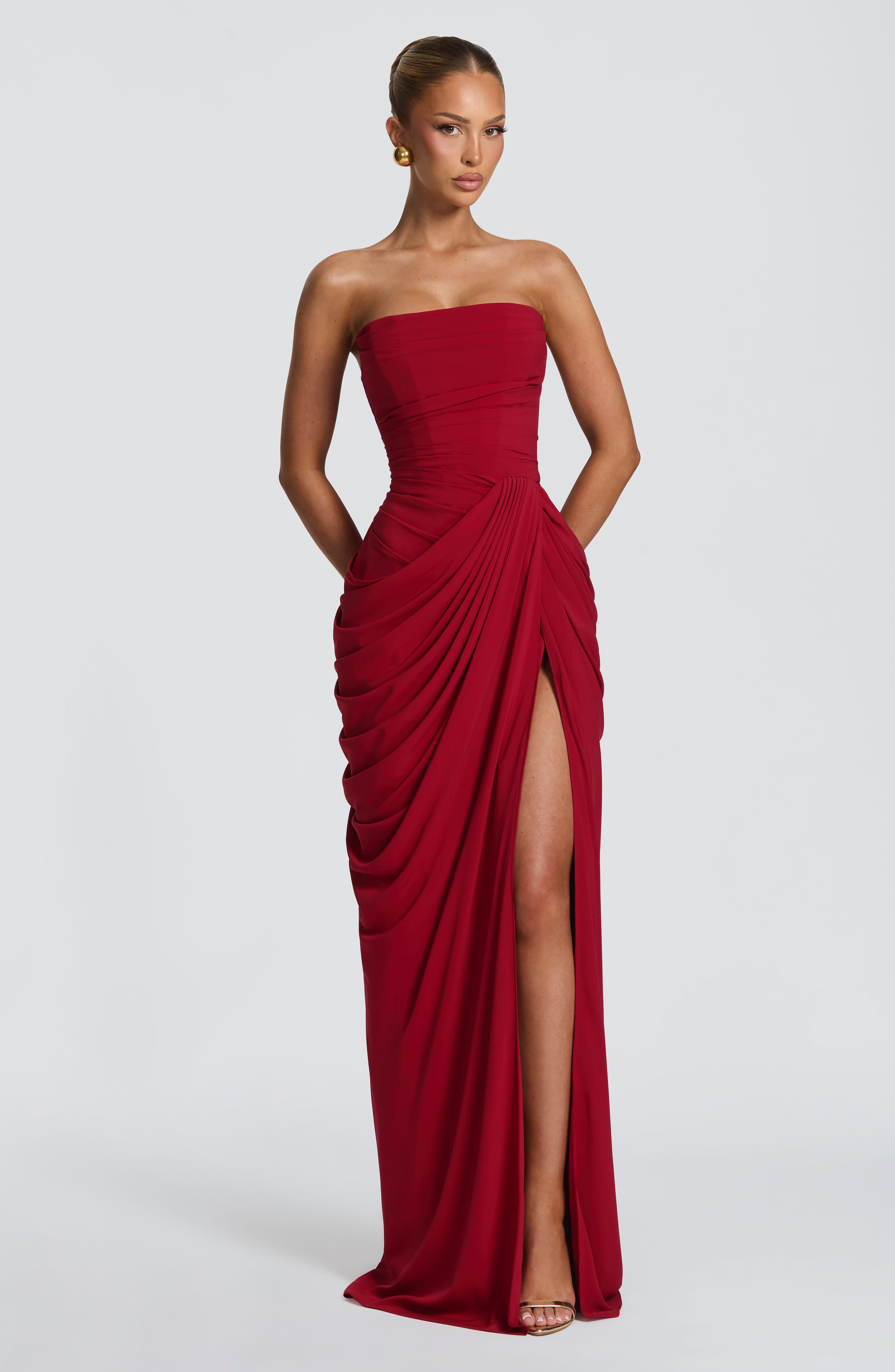 Flourenne Cyrena Maxi Dress in Deep Red