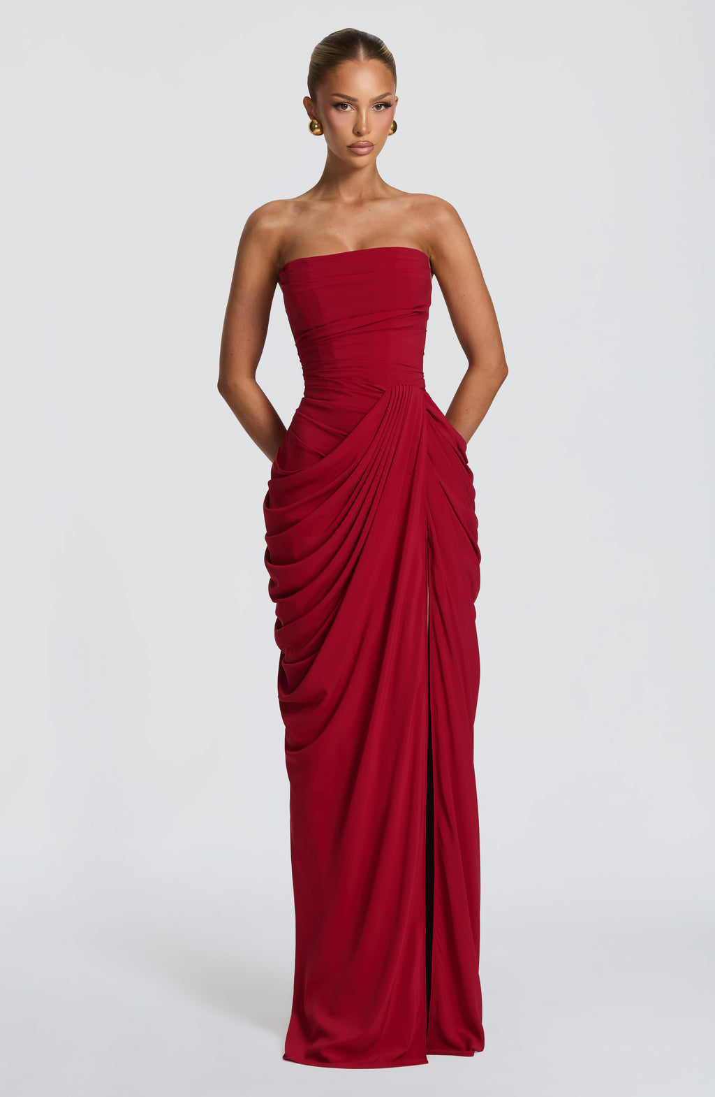 Flourenne Cyrena Maxi Dress in Deep Red