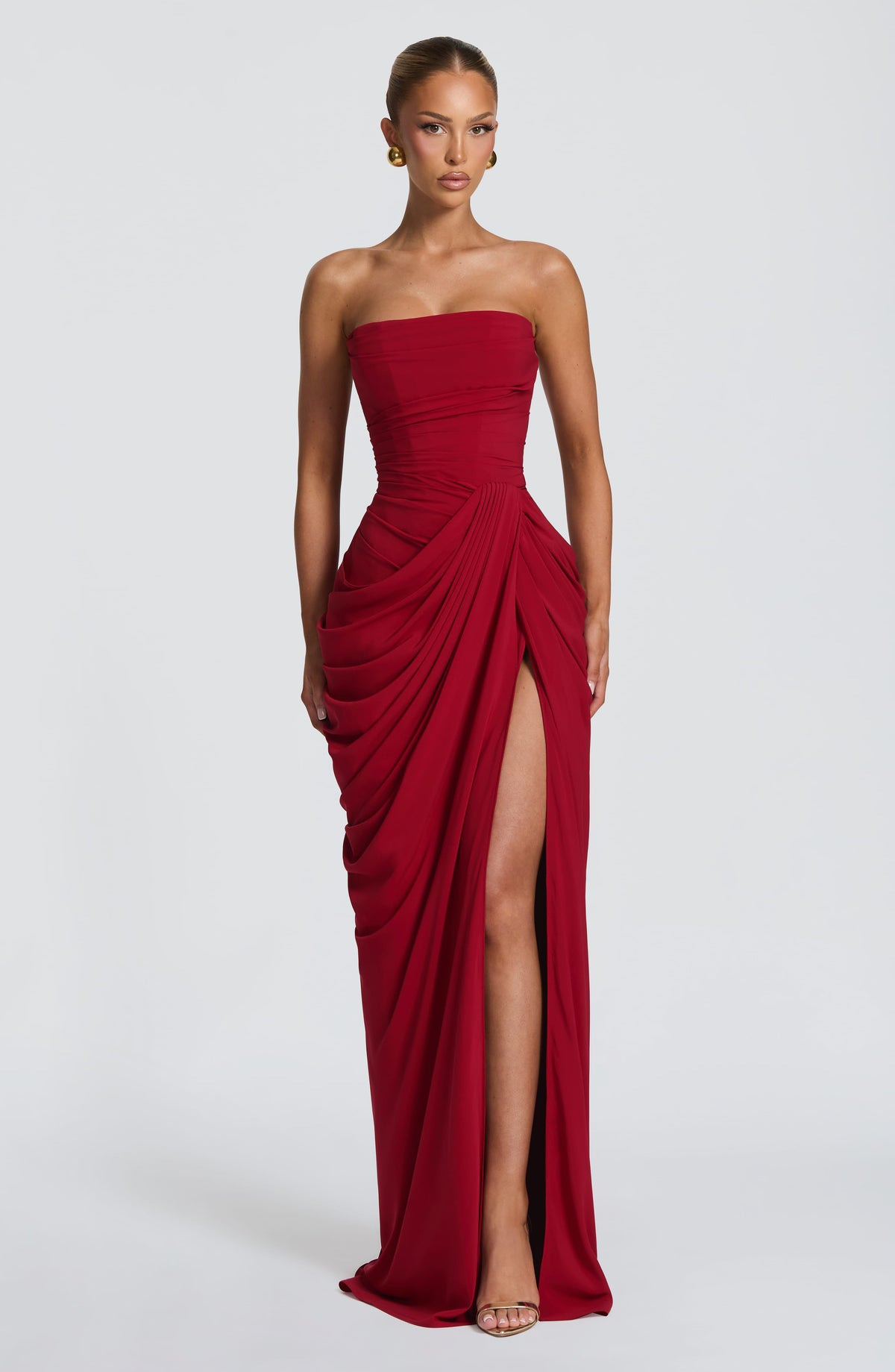 Flourenne Cyrena Maxi Dress in Deep Red