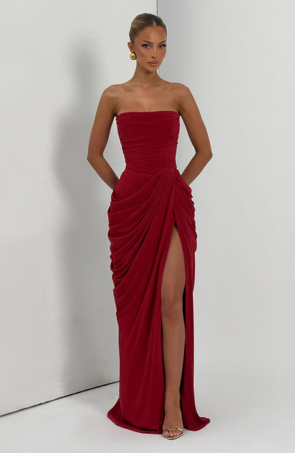 Flourenne Cyrena Maxi Dress in Deep Red
