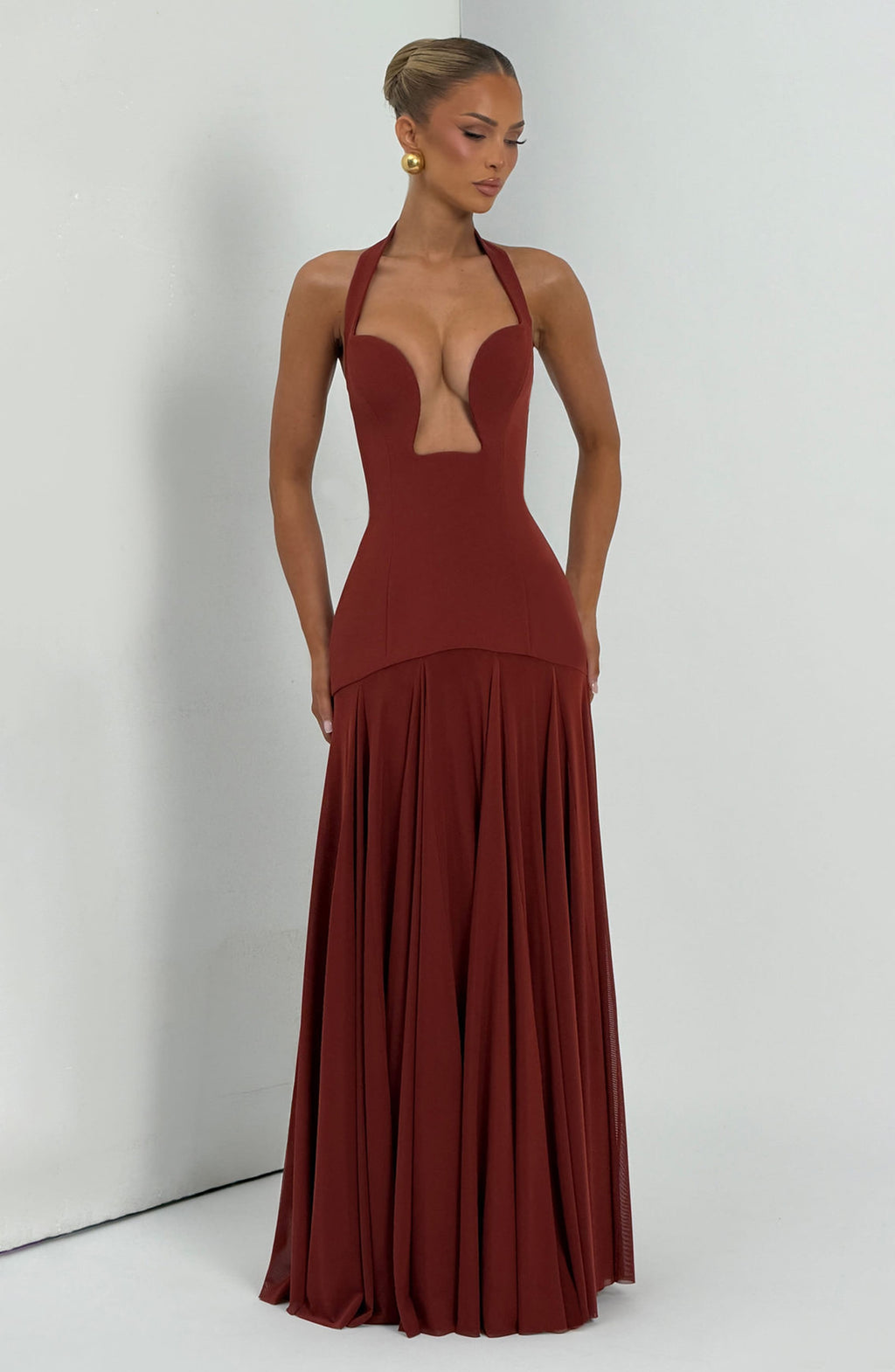 Flourenne Cyrenna Maxi Dress in Deep Rust