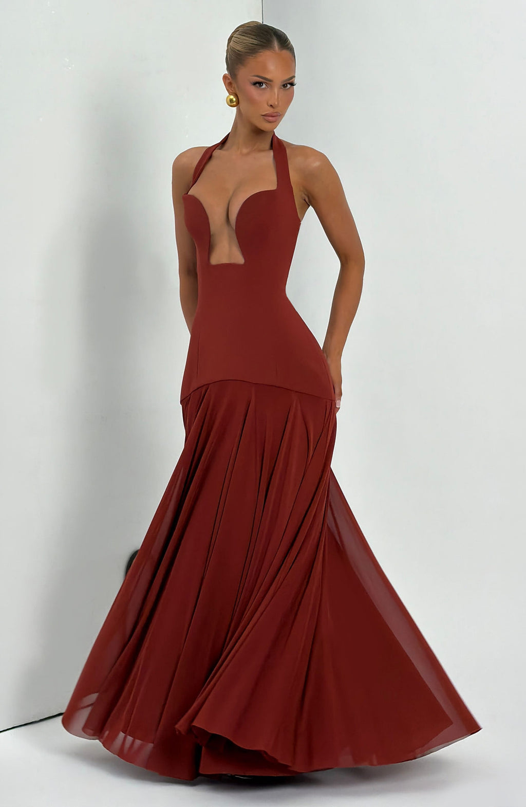 Flourenne Cyrenna Maxi Dress in Deep Rust