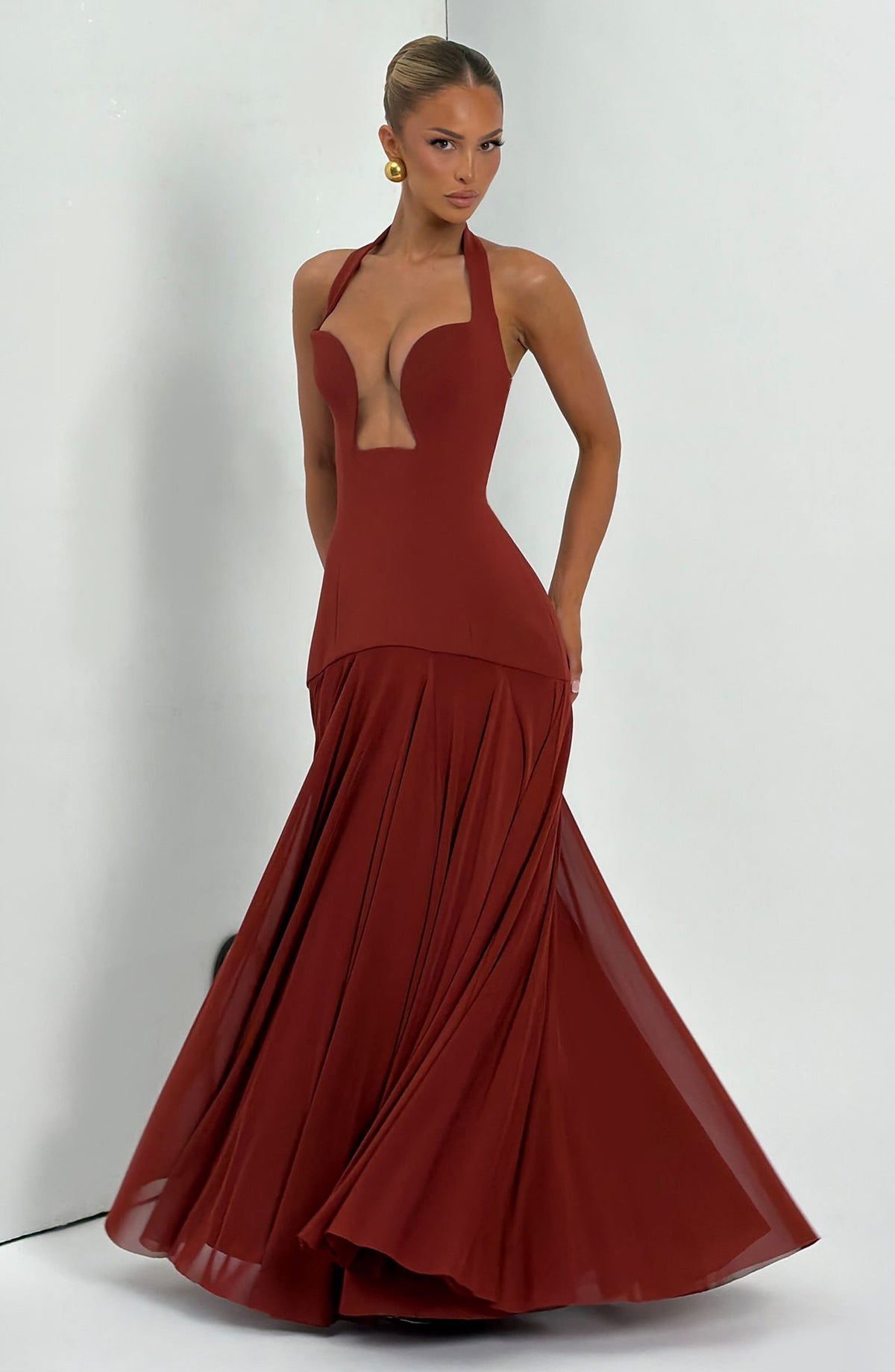 Flourenne Cyrenna Maxi Dress in Deep Rust