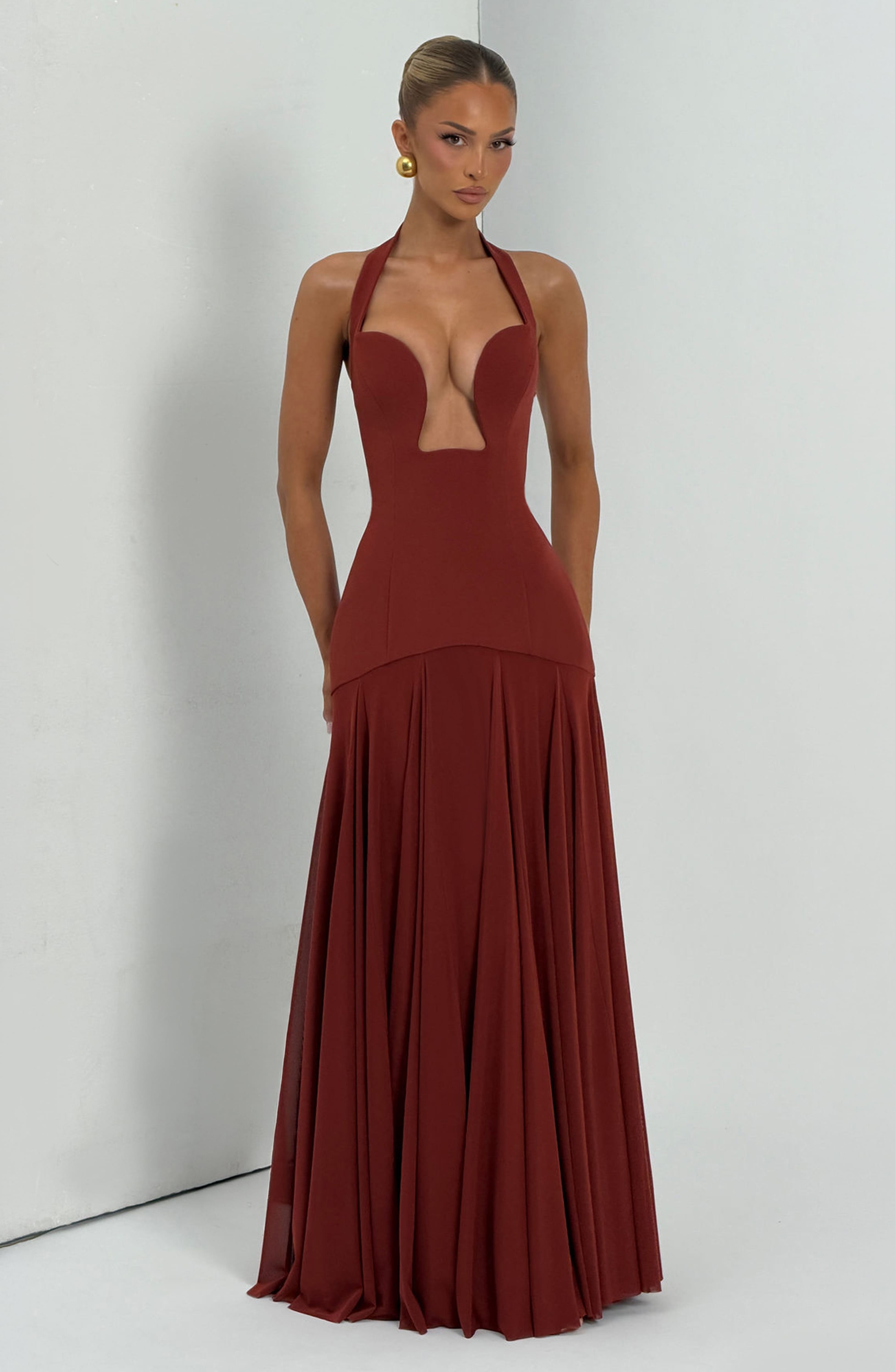 Flourenne Cyrenna Maxi Dress in Deep Rust