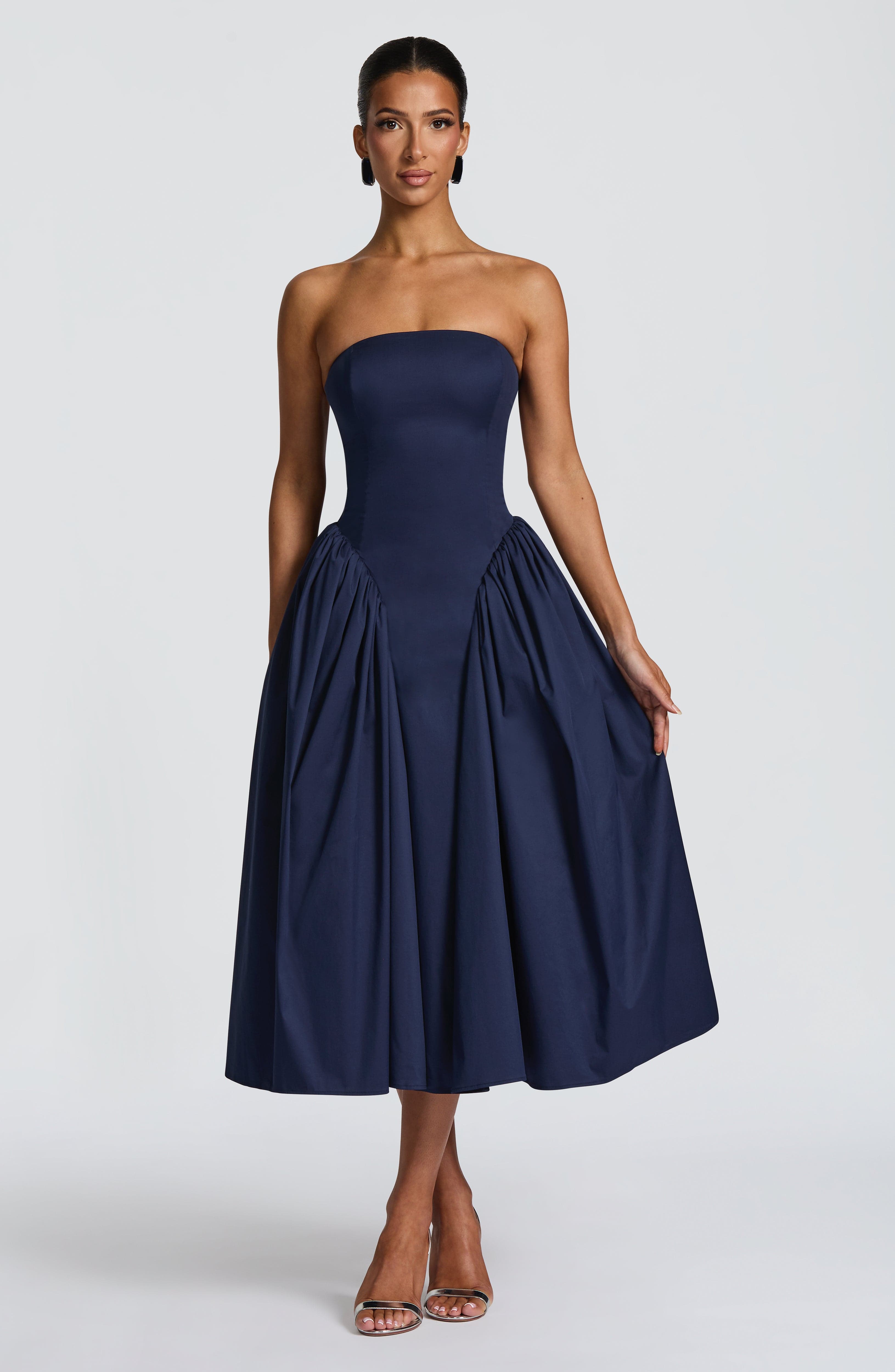 Flourenne Darlena Midi Dress in Navy