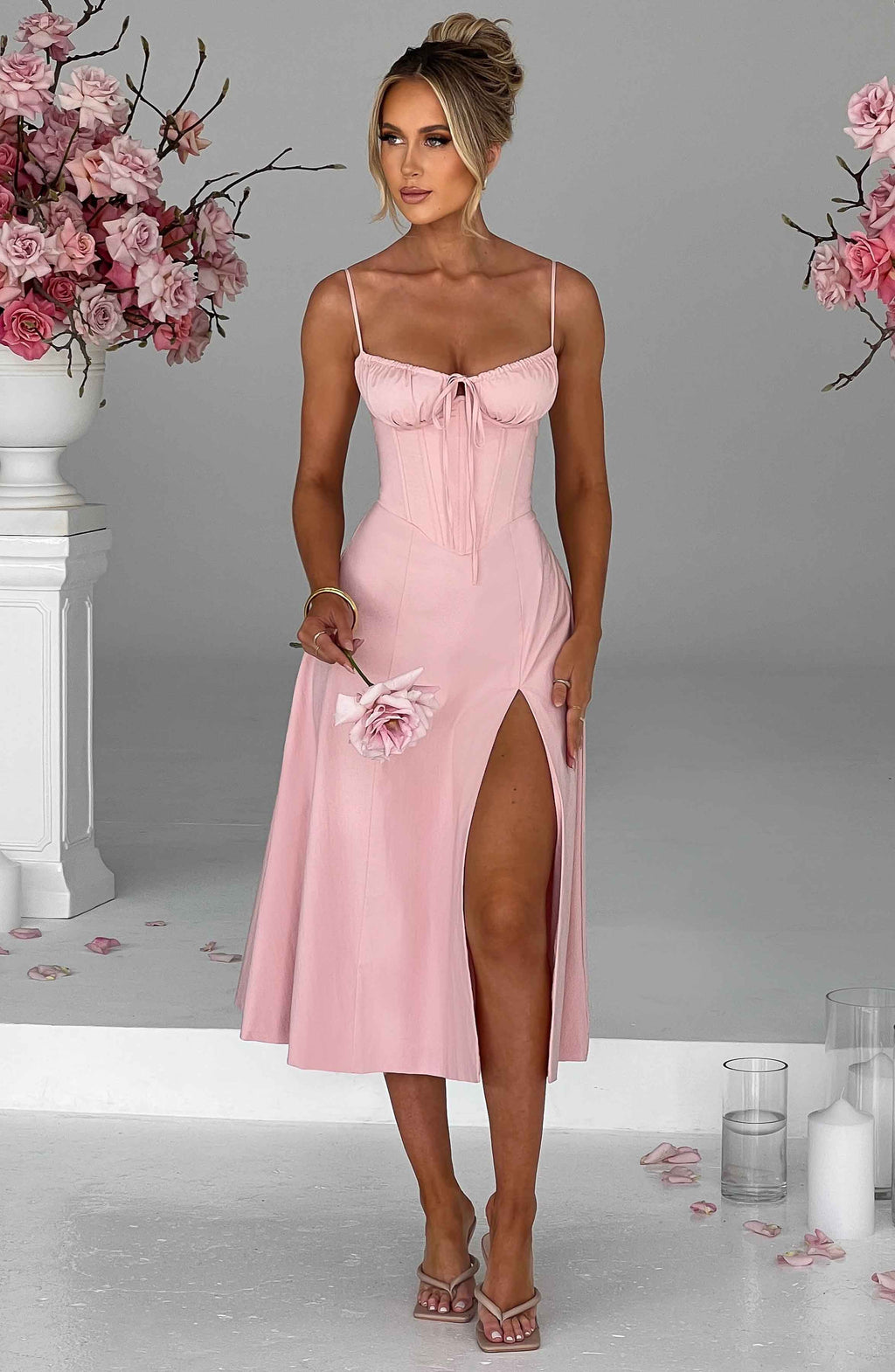 Flourenne Deandra Midi Dress in Blush
