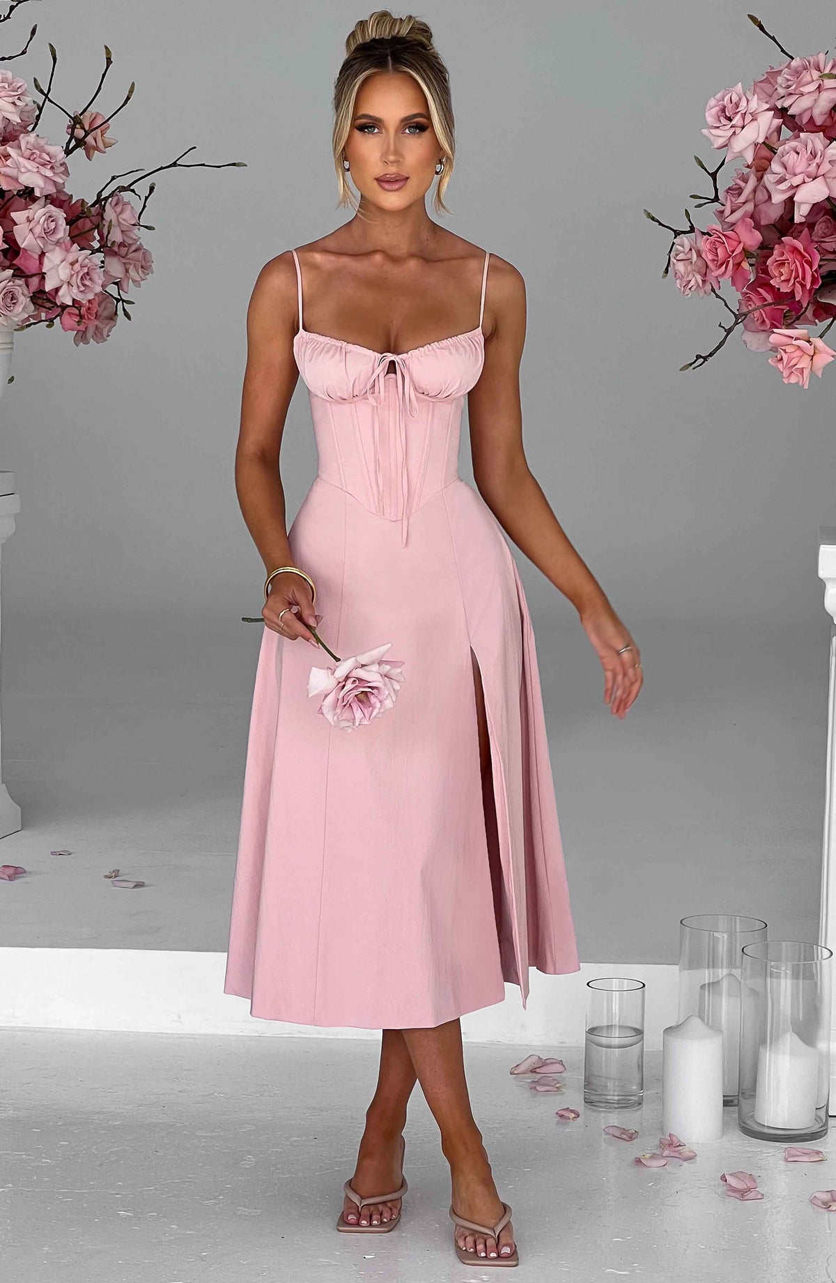 Flourenne Deandra Midi Dress in Blush