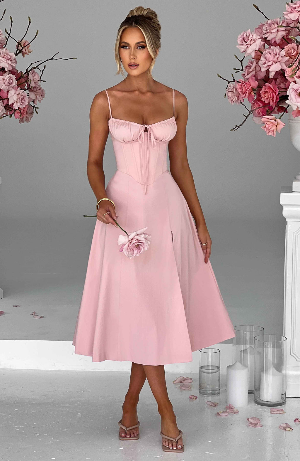 Flourenne Deandra Midi Dress in Blush