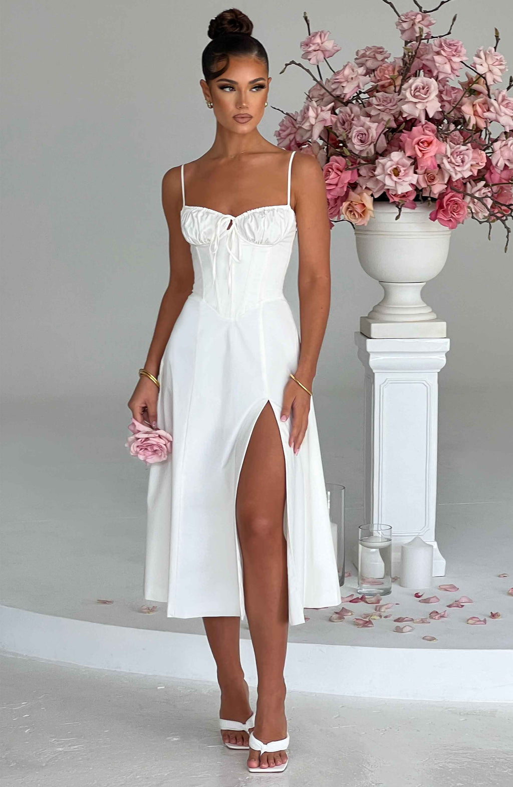 Flourenne Deandra Midi Dress in Ivory