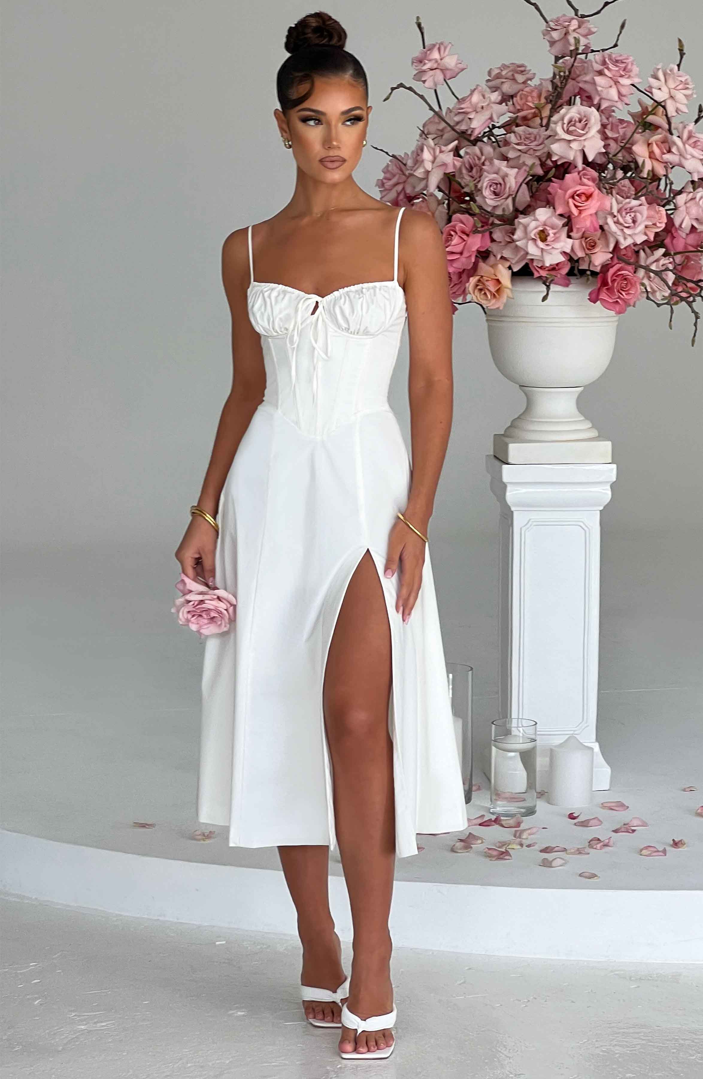 Flourenne Deandra Midi Dress in Ivory
