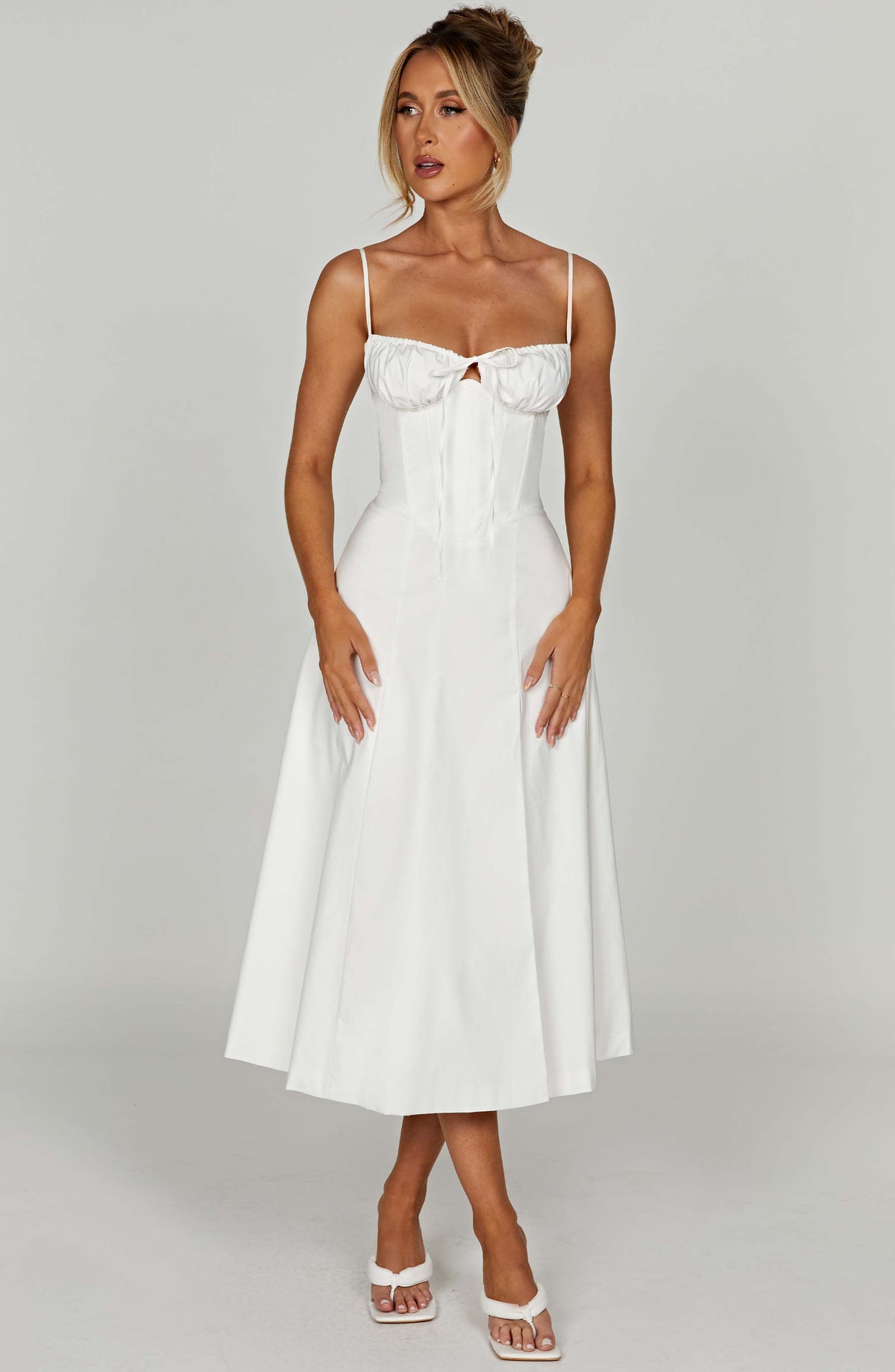Flourenne Deandra Midi Dress in Ivory