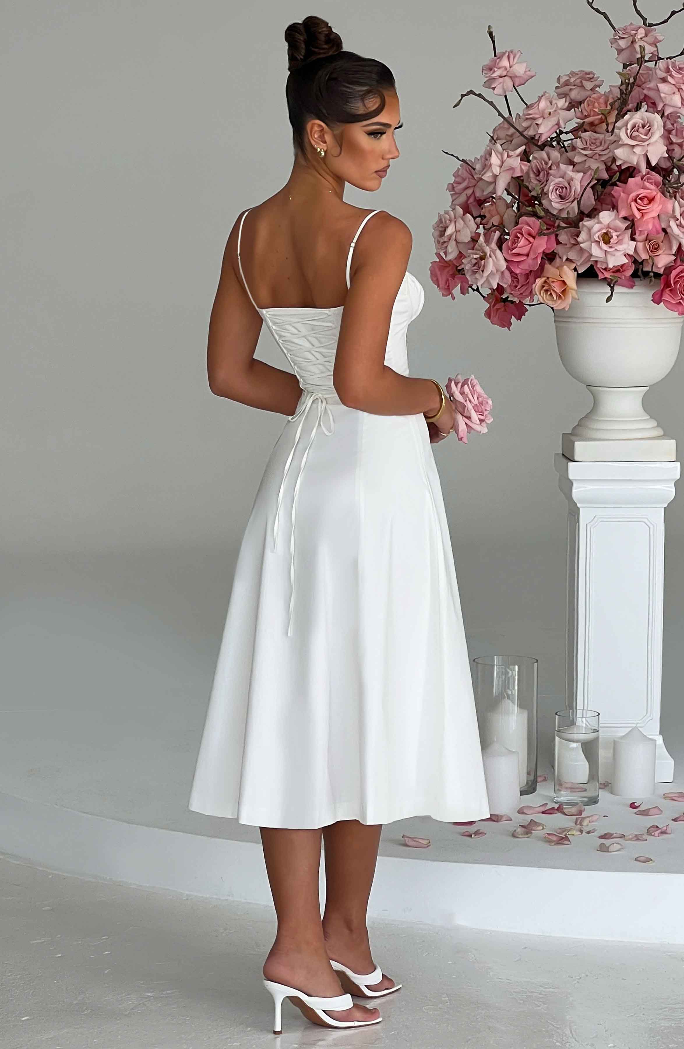 Flourenne Deandra Midi Dress in Ivory