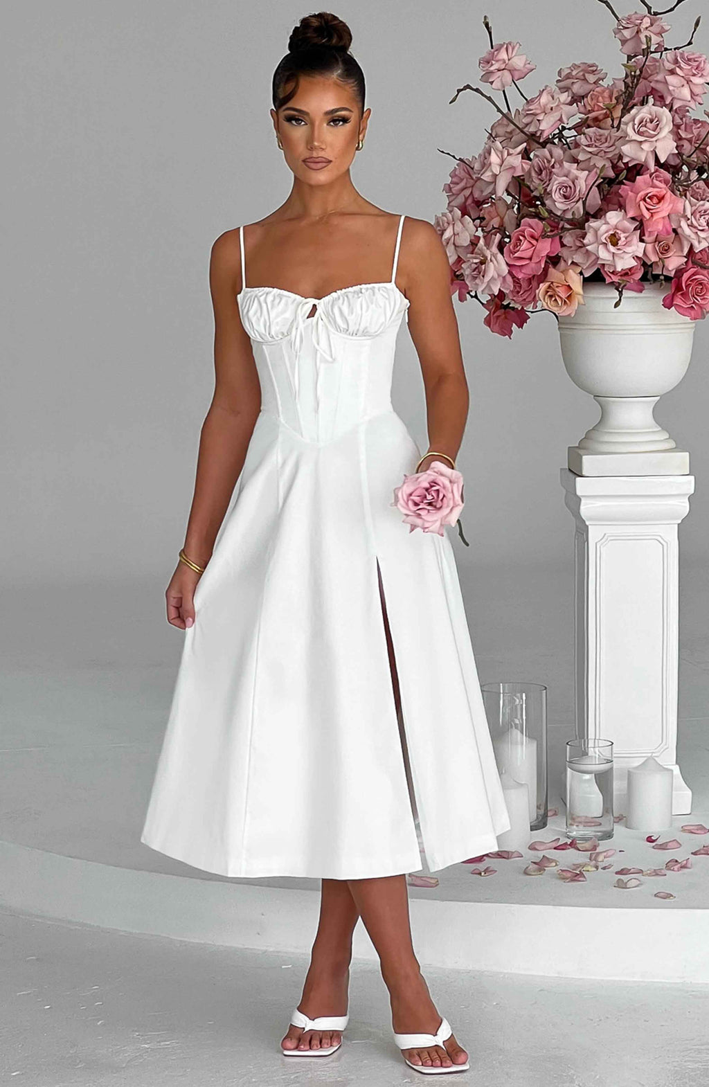 Flourenne Deandra Midi Dress in Ivory