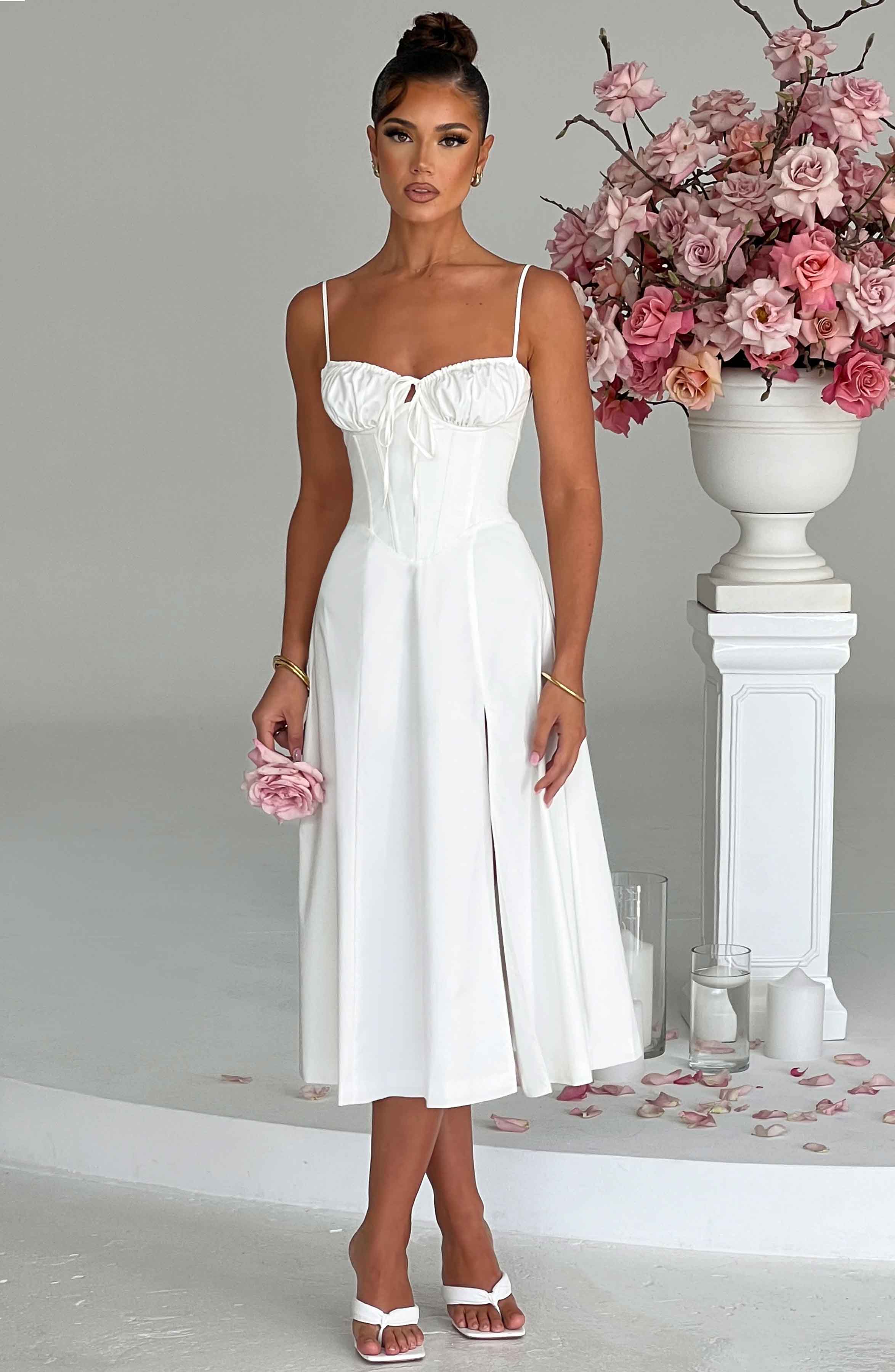 Flourenne Deandra Midi Dress in Ivory