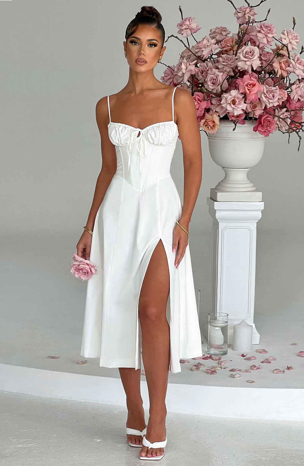 Flourenne Deandra Midi Dress in Ivory