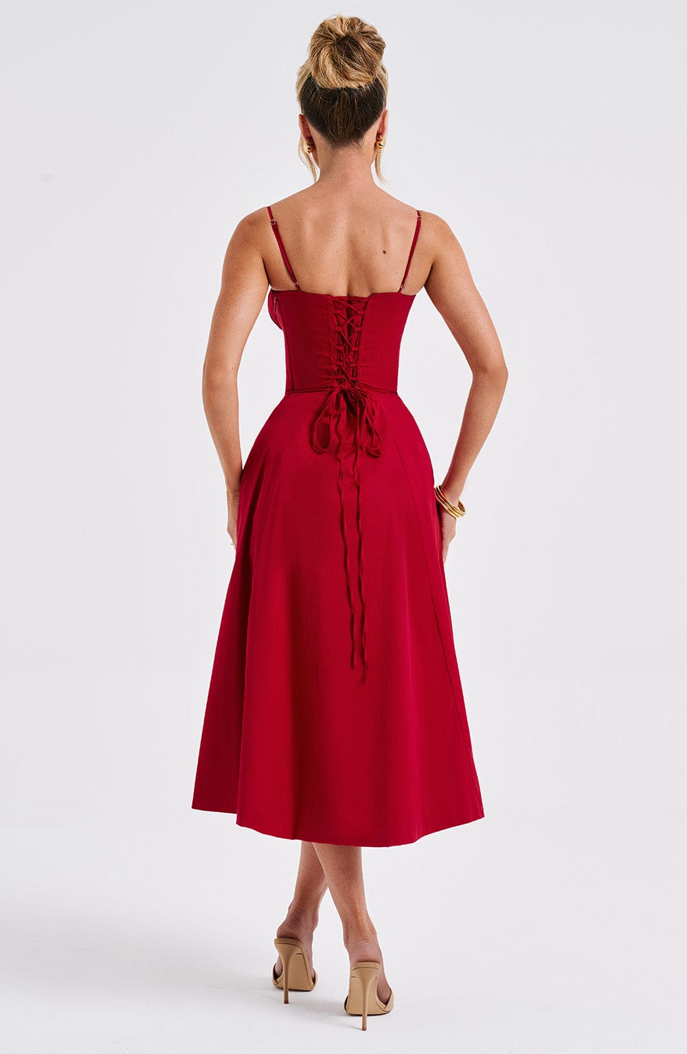 Flourenne Deandra Midi Dress in Red