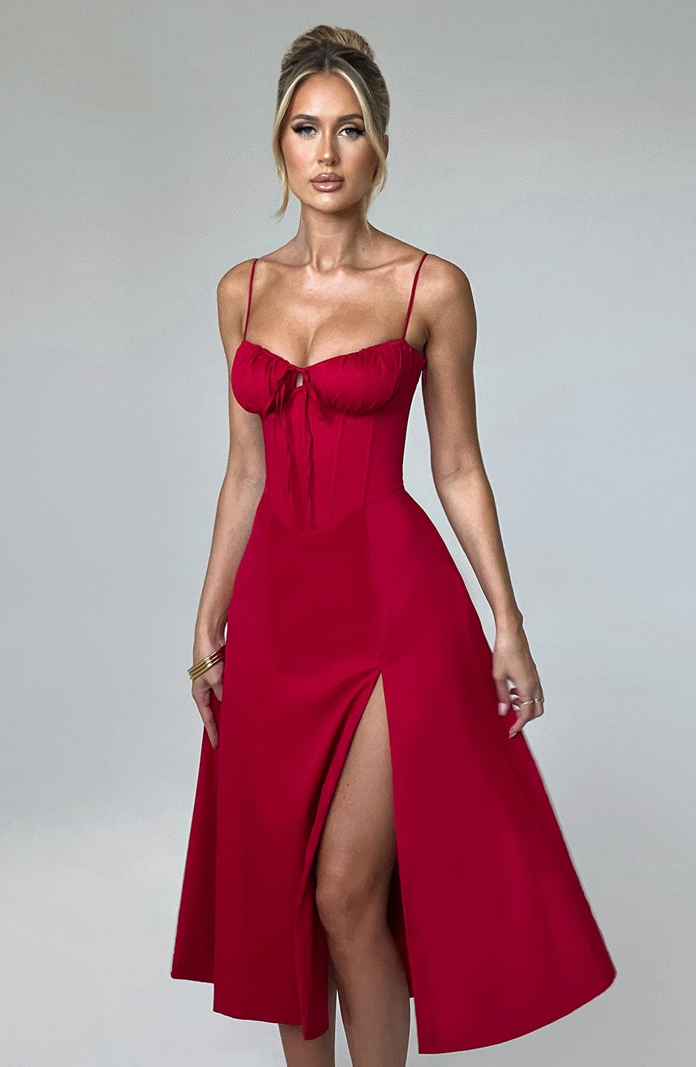 Flourenne Deandra Midi Dress in Red