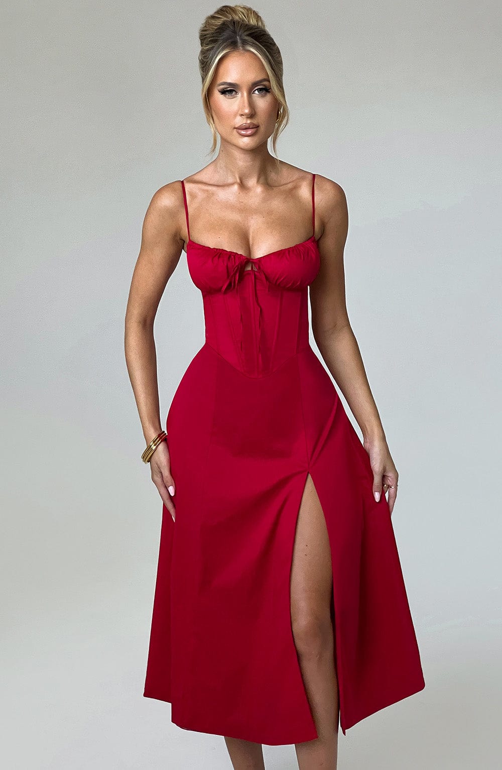 Flourenne Deandra Midi Dress in Red