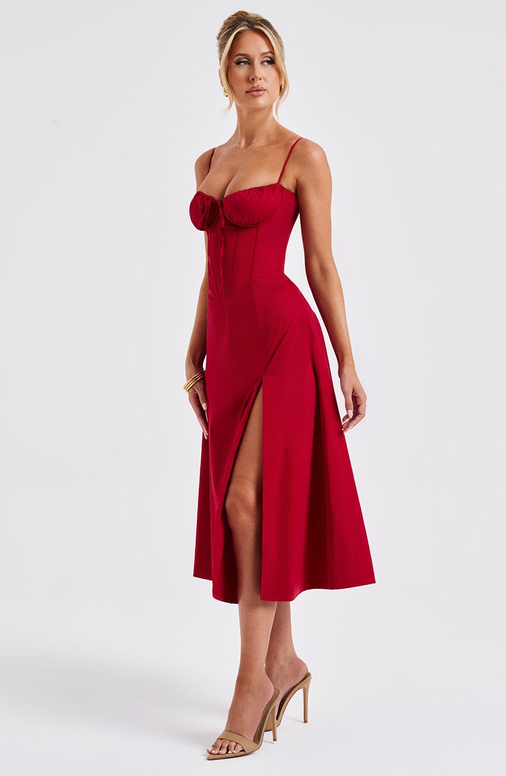 Flourenne Deandra Midi Dress in Red
