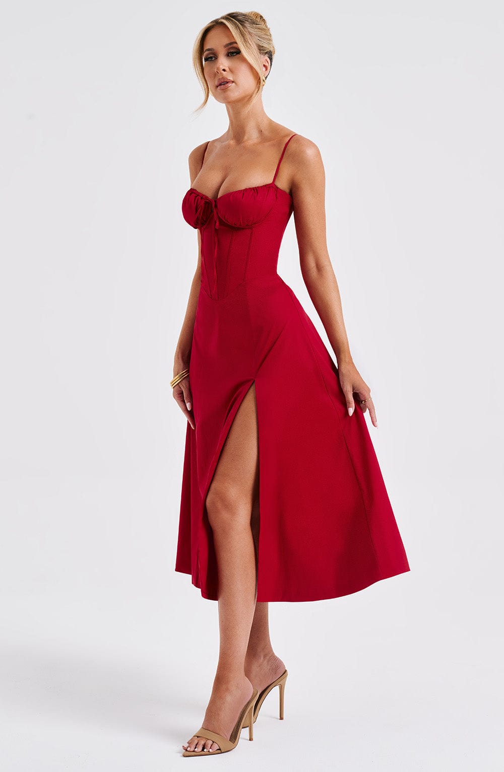 Flourenne Deandra Midi Dress in Red