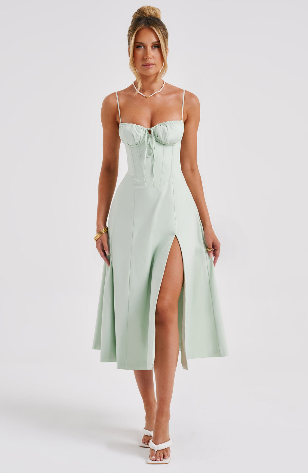 Flourenne Deandra Midi Dress in Sage