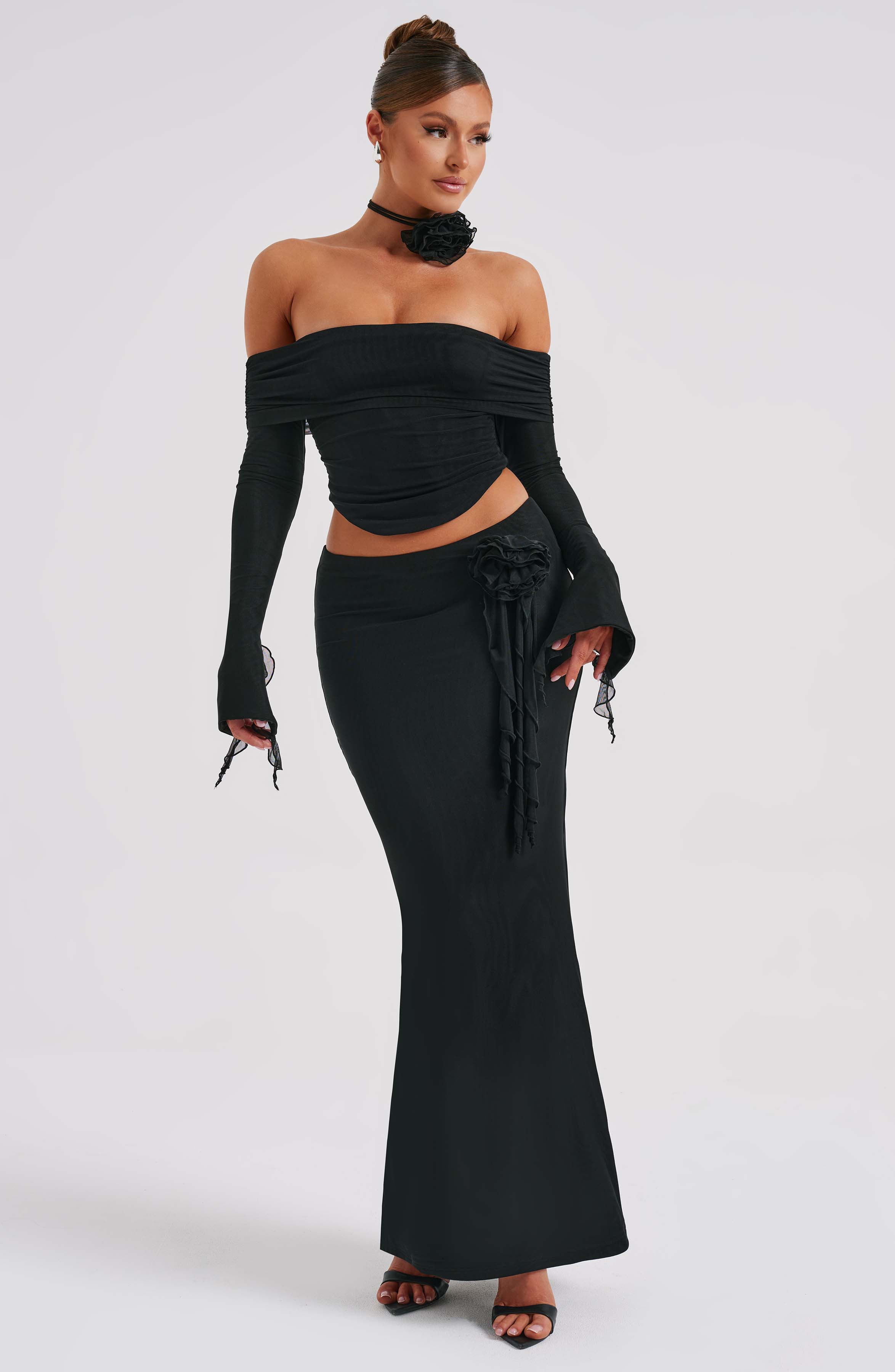 Flourenne Deemara Maxi Skirt in Black